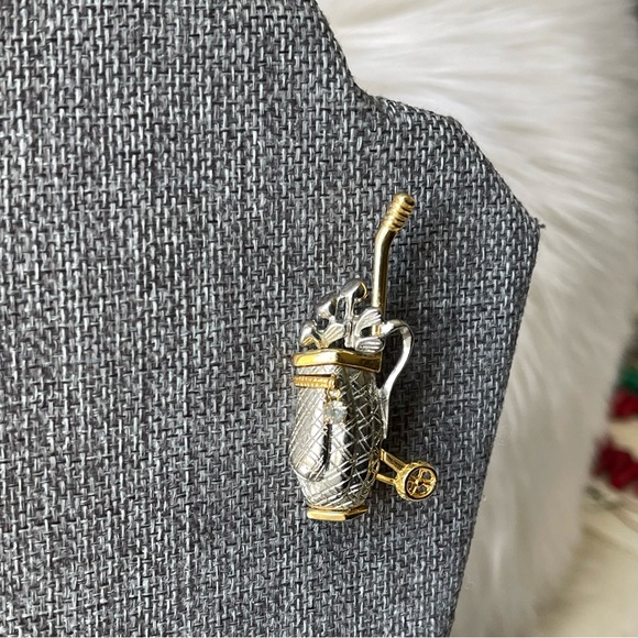 Vintage | Golf Bag Club Gold Silver Tone Unsigned Brooch Pin 2.25" Tall - Picture 13 of 13